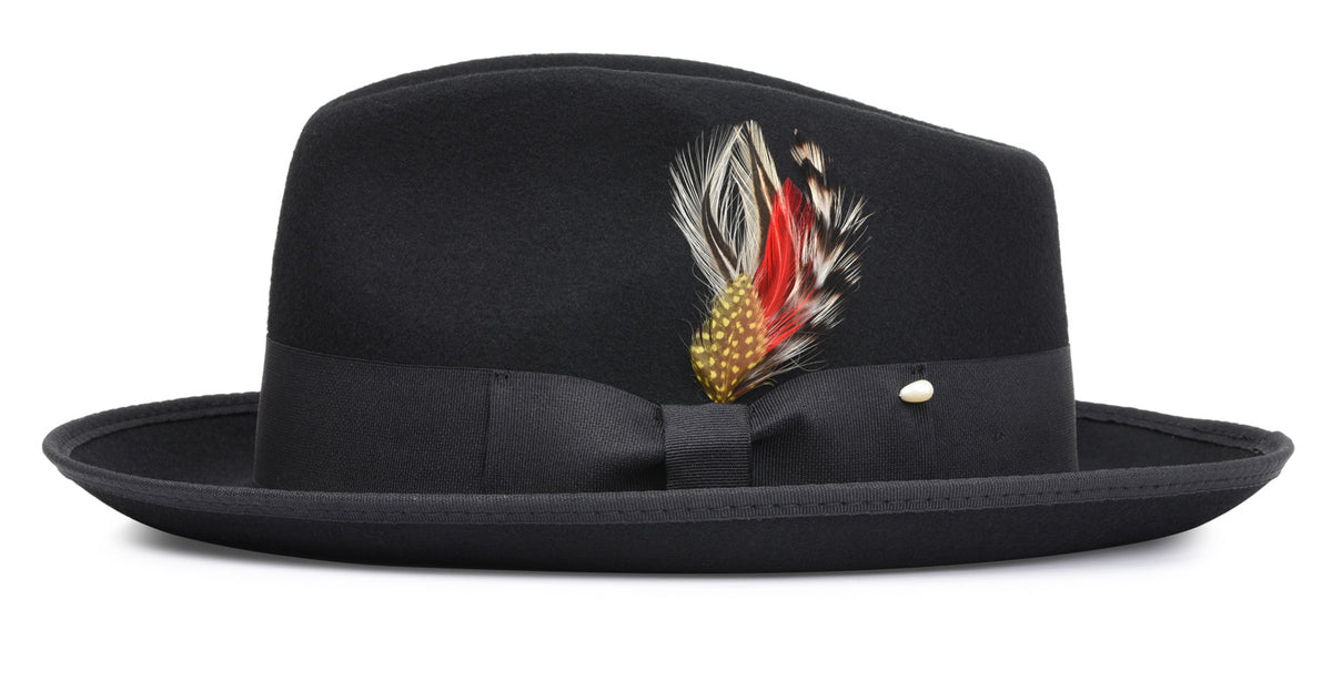 Mens' Mid-Length Brim Felt Fedora (Black) – Hero Moose Hats