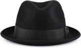Men's black trilby hat front view