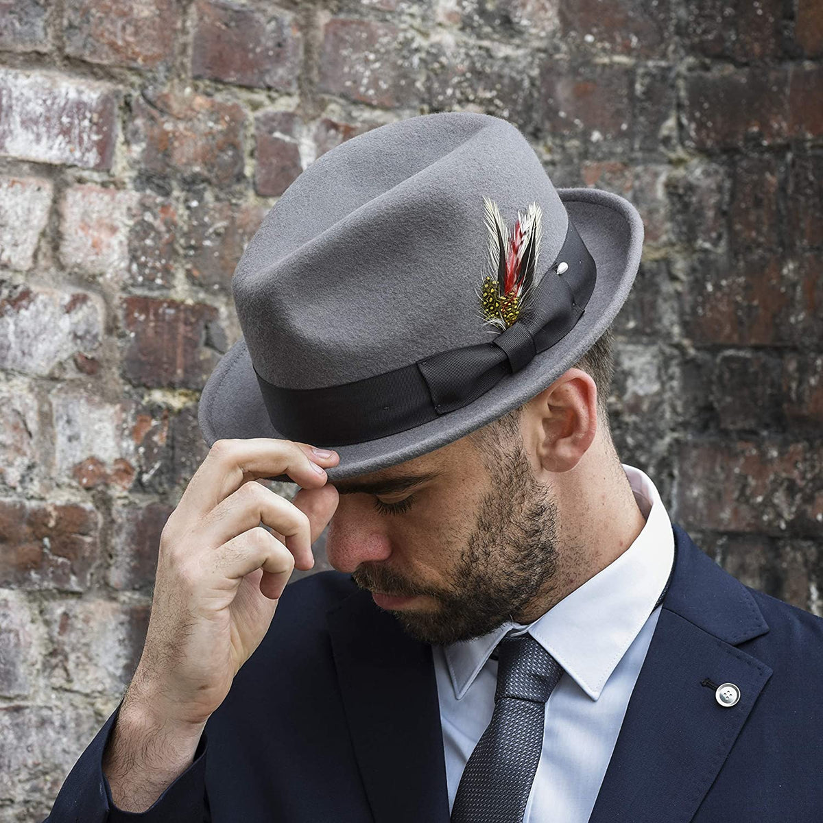 Mens' Fedora Short Brim Gray Fedora Crushable Felt Fedora