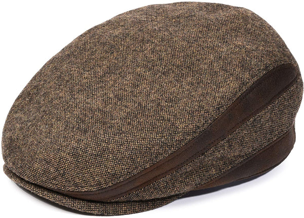 Men's brown newsboy cap - front view