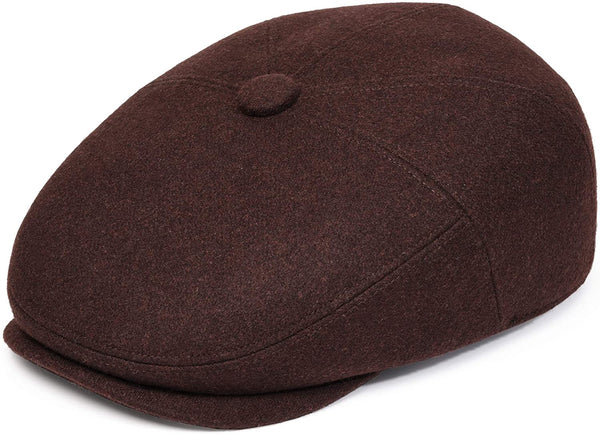 Men's brown newsboy cap with ear flaps
