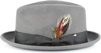 Men's gray packable fedora side view
