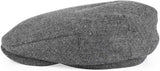 Men's gray herringbone newsboy cap side view