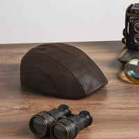 Men's Brown Caddie Cap Faux Leather On Table
