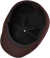 Men's brown flat cap view from underneath
