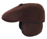 Men's cold weather brown driving cap with flaps